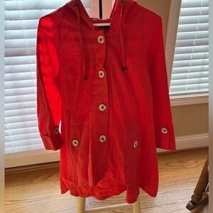 For Cynthia Burnt Orange Hooded Trench Coat